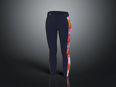 Dark Blue Athletic Leggings With Colorful Side Patterns And Comfortable Fit 3d model