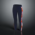 Dark Blue Athletic Leggings With Colorful Side Patterns And Comfortable Fit 3d model
