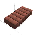 Red Leather Single Sofa With Square Tufted Design For Modern Living Room 3d model