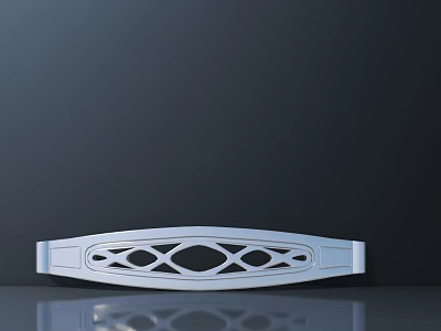 White Modern Bridge With Detailed Geometric Diamond Cutouts On Dark Background Reflective Base 3d model