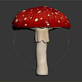 Vibrant Red Mushroom Vegetable with White Spots and White Stem on Dark Background