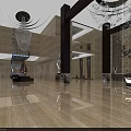 Luxurious Hotel Lobby Featuring Marble Floor Crystal Chandeliers And Decorative Columns