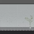 Modern Decorative Room Divider with Perforated Dots and Bottom Geometric Pattern and Potted Plant