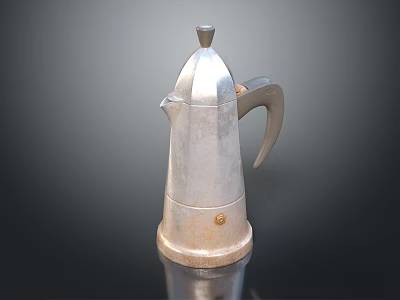 Silver Metal Coffee Pot With Classic Design Handle And Spout For Home Daily Use 3d model