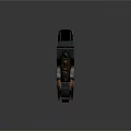 Futuristic Sci Fi Weapon With Green Orange Accents Metallic Texture And Mechanical Grip