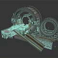 Industrial Mechanical Structure With Large Circular Rings Track Platform And Control Panels
