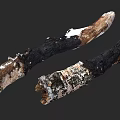 Charred Wood and Stone Material with Natural Burned Texture and Surface Details