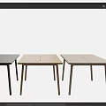 Modern Wooden Dining Table with Rectangular Top and Various Design Options 3d model