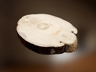 Natural Wooden Cutting Board With Growth Rings Texture For Kitchen Cooking Tool 3d model