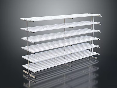 Durable White Multi Tiered Metal Display Shelf For Retail Store Storage 3d model
