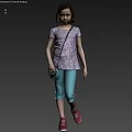 Woman In Short Sleeve Top Light Green Capri Pants With Red Shoes And Small Bag