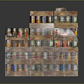 Colorful Stacked Cans and Cardboard Boxes in Multiple Layers Storage