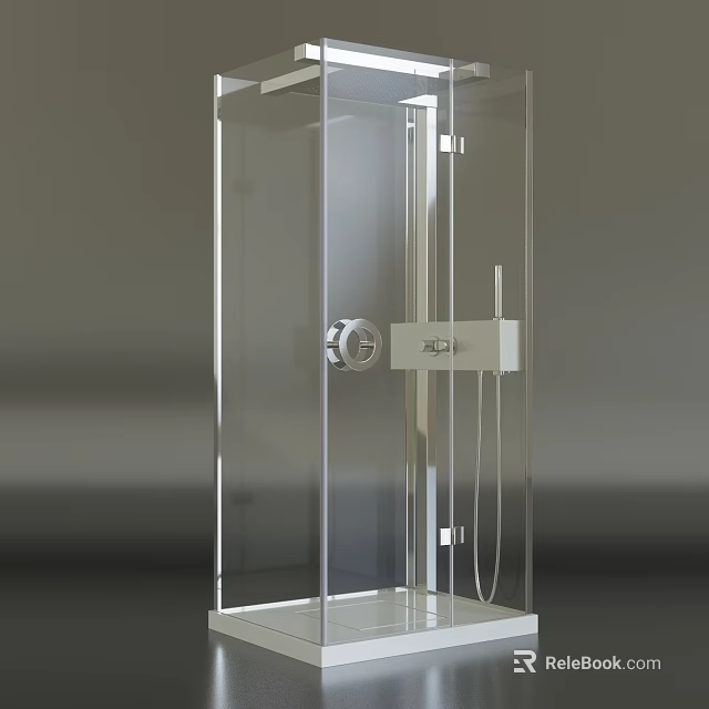 Modern Shower Sauna Design With Transparent Glass Enclosure And Stainless Steel Controls 3d model 