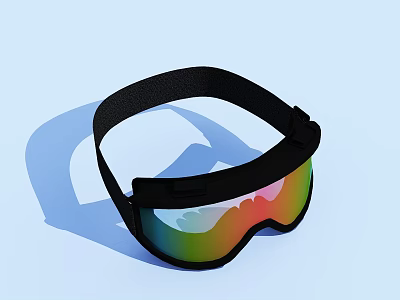 Modern Rainbow Reflective Goggles With Black Strap And Tinted Lens 3d model