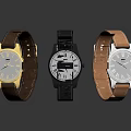 Stylish Watches With Gold Black Silver Dials And Brown Black Leather Straps