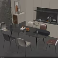 Modern Dining Table and Chairs Set with Black Tabletop Metal Legs Multicolor Chairs in Kitchen