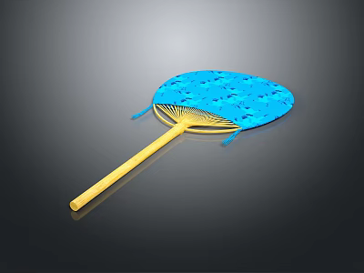 Blue Hanging Ornament with Wooden Handle and Hollow Patterns for Home Decor 3d model