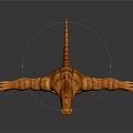 Orange Muscular Game Movie Character With Green Chest Gem And Outstretched Arms