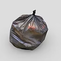 Practical Black Garbage Bag For Home Use Filled With Waste And Securely Tied Closure 3d model