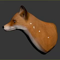 Game Movie Character 3D Fox Head Model With Realistic Orange White Fur And Yellow Eyes