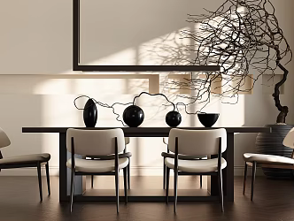 Modern Tea Table New Chinese Tea Table Modern New Chinese Tea Table Chandelier New Chinese Dining Chair 3d model