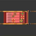 Festive Red Sleigh with Orange Trim Pink Seat Gift Boxes and Lanterns