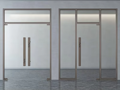 Modern Transparent Glass Swing Door With Metal Frame And Handle In Interior 3d model