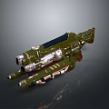 Sci Fi Green Weapon With Metallic Multi Barrel And Detailed Design Elements 3d model