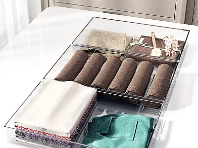 Transparent Storage Basket For Organizing Clothes And Towels In Drawer 3d model
