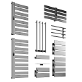 Modern Bathroom Cabinet Rack With Metal Shelves And Support Bars Design