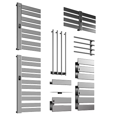 Modern Bathroom Cabinet Rack With Metal Shelves And Support Bars Design 3d model