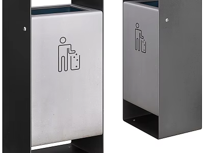 Public Facility Modern Metal Trash Bin With Icon Design For Public Area Use 3d model