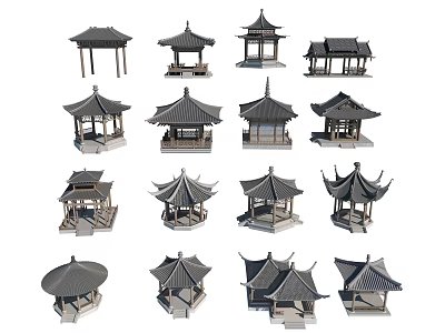 Traditional Chinese Pavilion Architectural Models With Various Design And Style Options 3d model