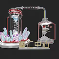 Laboratory Setup With Crystals Beakers Test Tubes And Graduated Scales 3d model