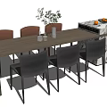 Elegant Dining Table Set With Wooden Top Marble Counter Chairs And Hanging Lights