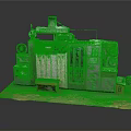 Industrial Processing Equipment With Green White Casing Control Knobs Pipes Yellow Stool And Platform