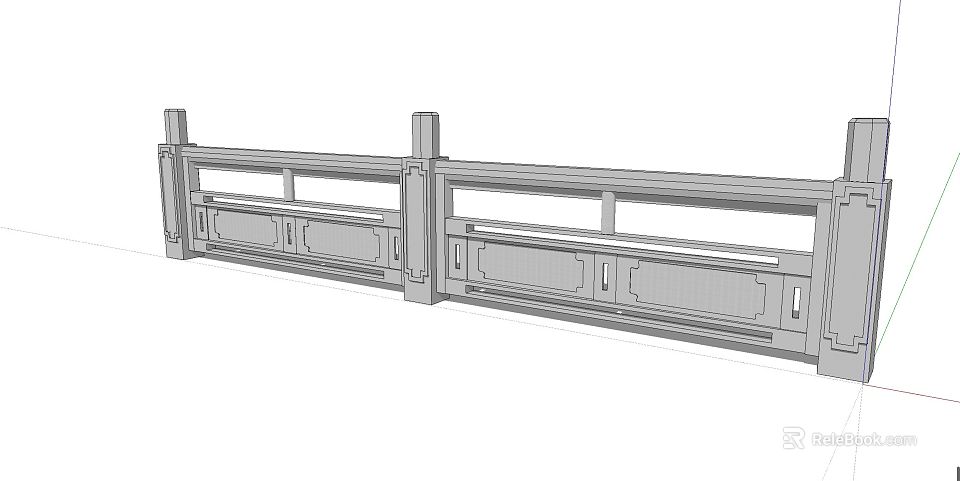 Modern Metal Railings Design With Decorative Panels And Support Posts Structure 3d model 