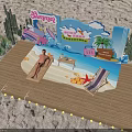 Summer Themed Photo Spot Featuring Pink Car Beach Chairs Cacti Palm Tree And Lights