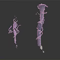 Two Modern Metal Equipment Pieces With Twisted Stems And Ornamental Design