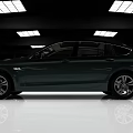 Modern Dark Sedan With Sleek Body Design In Showroom Lighting And Reflective Floor