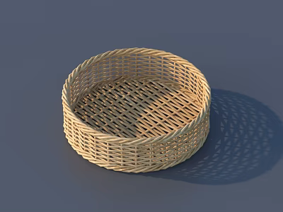 Round Wicker Basket With Natural Woven Texture For Daily Household Use 3d model
