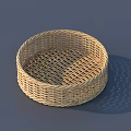 Round Wicker Basket With Natural Woven Texture For Daily Household Use
