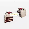 Two Slices of Red Velvet Cake with Creamy Layers and Fresh Strawberry Topping