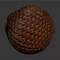 Vibrant Red and Orange Fruit with Scaly Texture in Spherical Shape on Reflective Dark Background 3d model