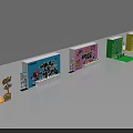 Interactive Zone Display Stands With Various Colors And Cartoon Designs For Events 3d model