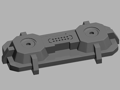 Gray 3D Mechanical Component With Symmetric Design And Circular Holes 3d model