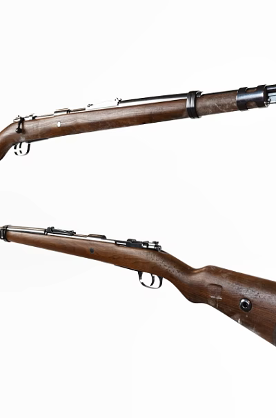 Classic Vintage Rifle With Wooden Stock And Metal Components Detailed View 3d model