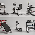 Essential Sports Equipment For Home Gym Including Treadmill Exercise Bike Dumbbells And Weight Bench