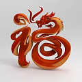 Chinese Traditional Ornament Decor Set with Red Dragon and Fu Character Design