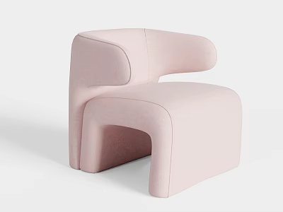 Pink Single Sofa Modern Minimalist Design With Curved Lines Upholstered Fabric And Unique Shape 3d model